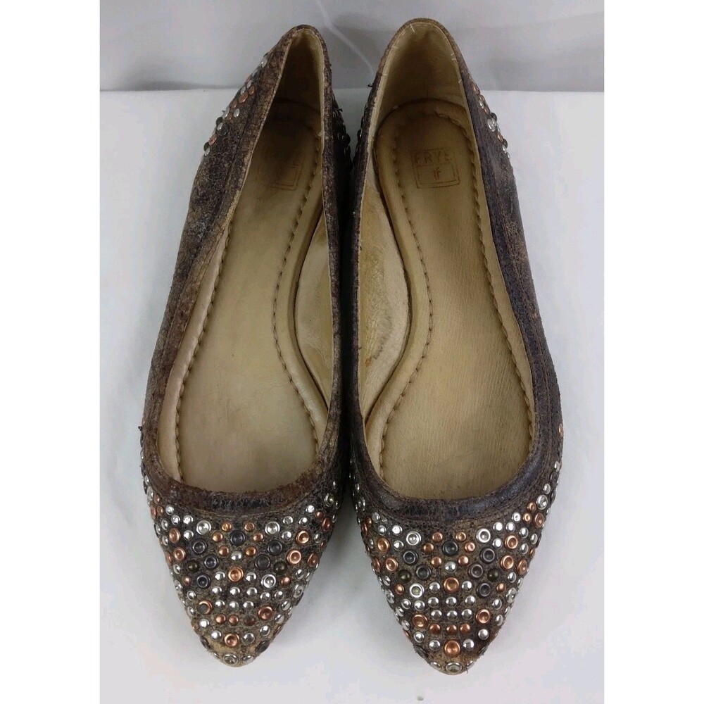 The Frye Company Regina Ballet Flats Slip On Shoes Brown Distressed Womens 6.5 M